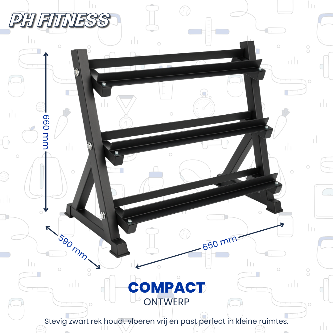 Hexa Dumbbell Set - 2.5 to 25KG with Dumbbell Rack
