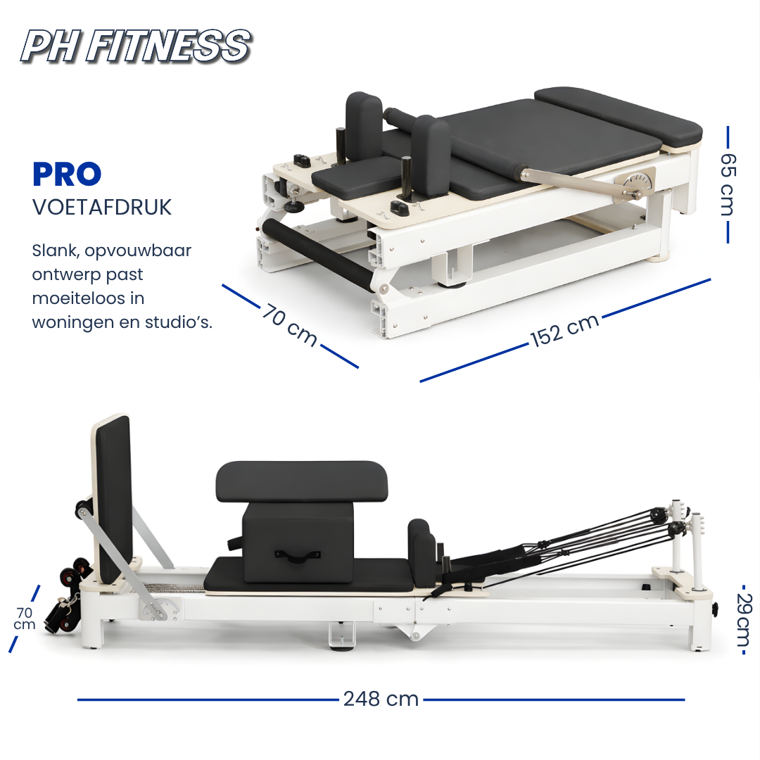 PRO aluminium Pilates Reformer - hopfällbar version