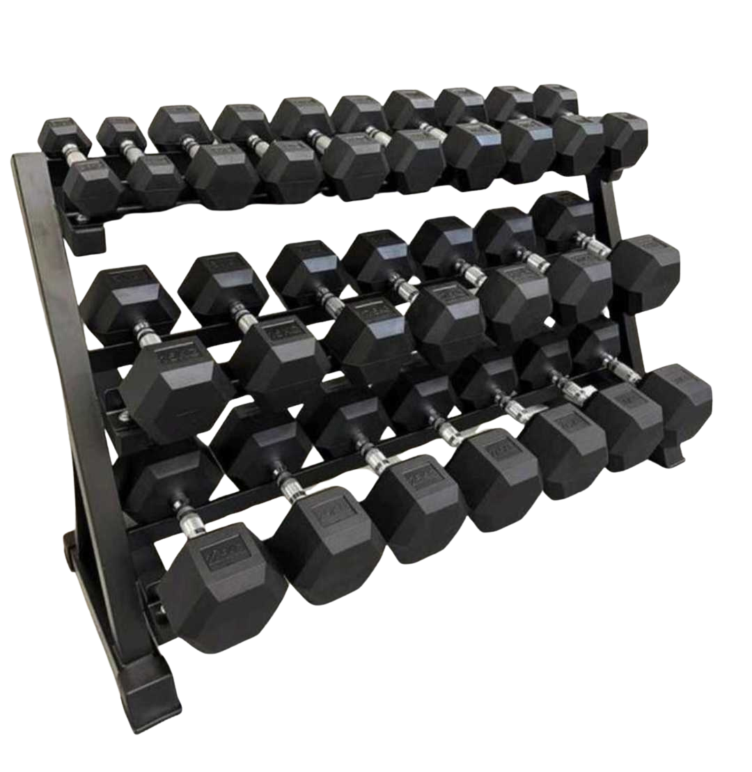 Hex Dumbbell Set - 1 to 10KG - 12.5 to 20KG - Dumbbell Rack