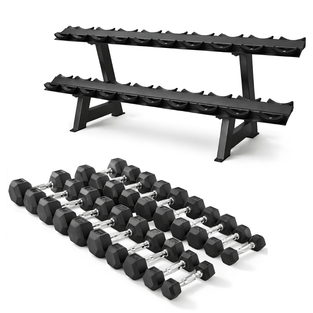 Hexa Dumbbell Set - 2 t/m 20KG met Dumbbell Rack - Physical Sports Group B.V.