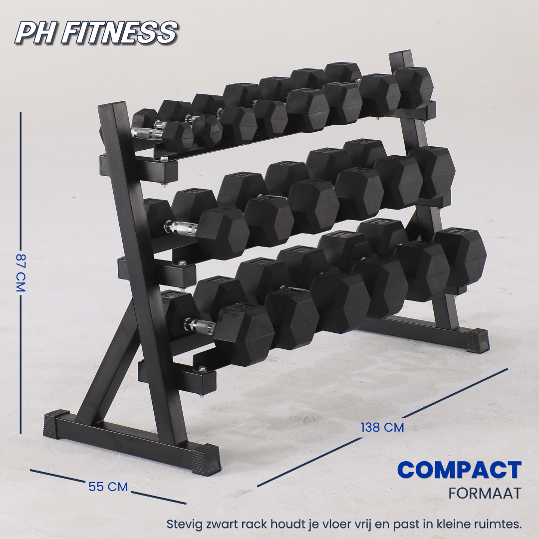 Hexa Dumbbell Set - 2 t/m 20KG met Dumbbell Rack - Physical Sports Group B.V.