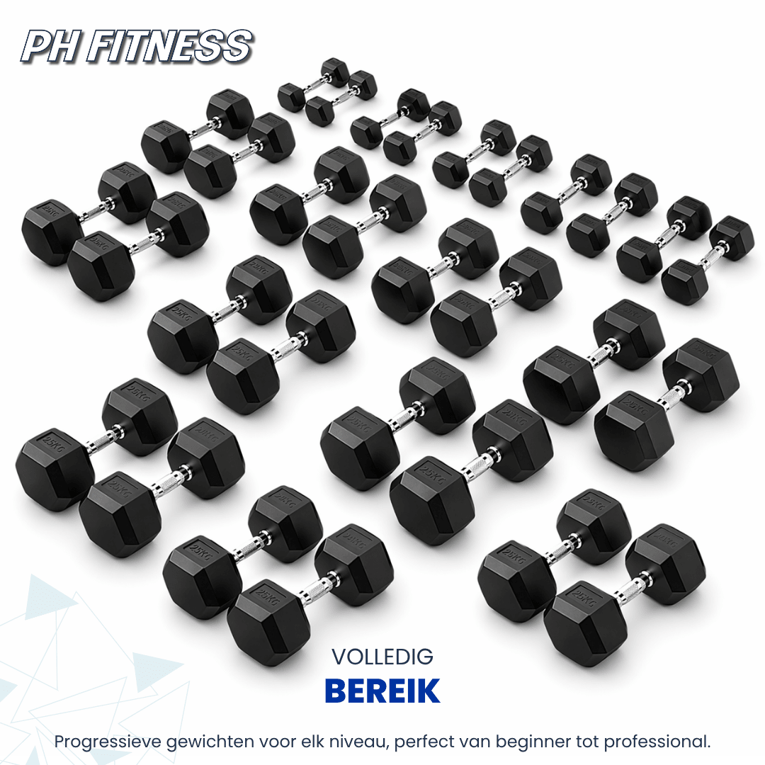 Hexa Dumbbell Set - 2 t/m 30KG met 2-Laags Rack - Physical Sports Group B.V.