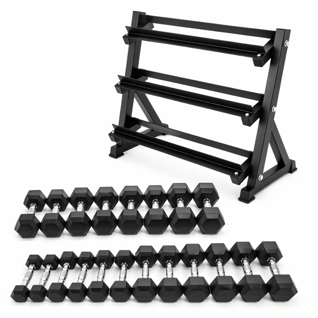 Hexa Dumbbell Set - 2.5 t/m 25KG met Dumbbell Rack - Physical Sports Group B.V.