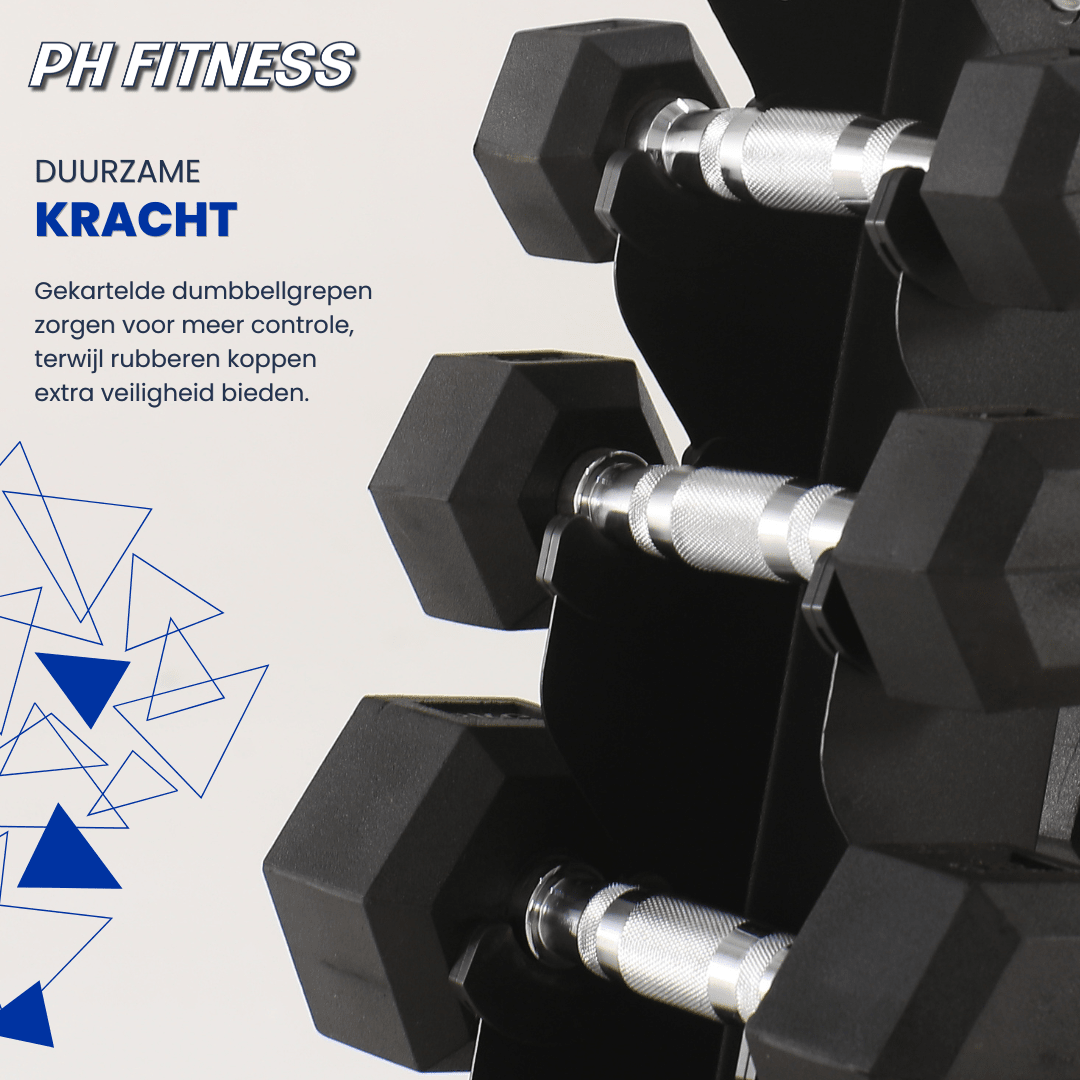 Hexa Dumbbell Set met Verticaal Rek - 1 t/m 10KG - Physical Sports Group B.V.