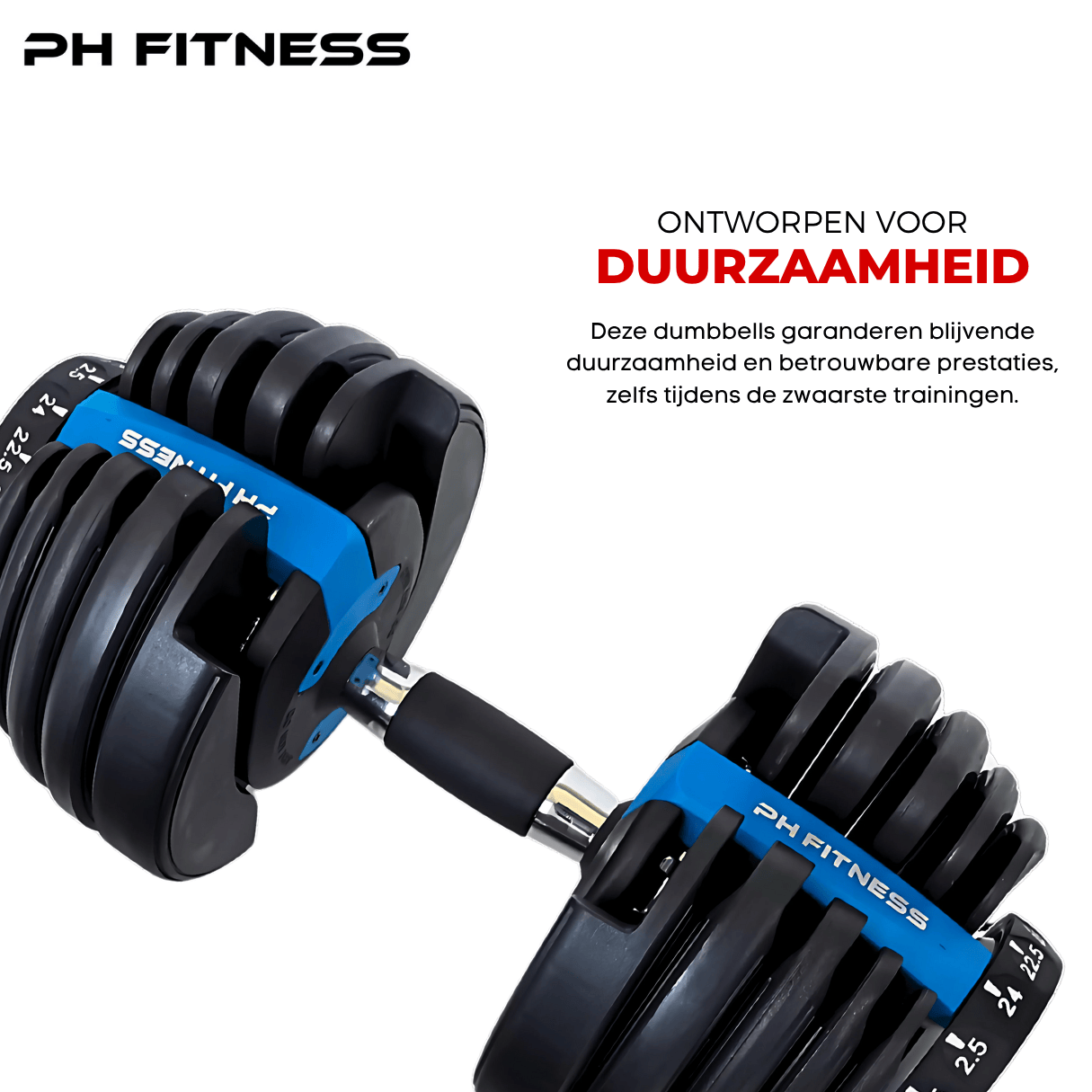Verstelbare Dumbbells Set 24KG - Blauw - PH Fitness