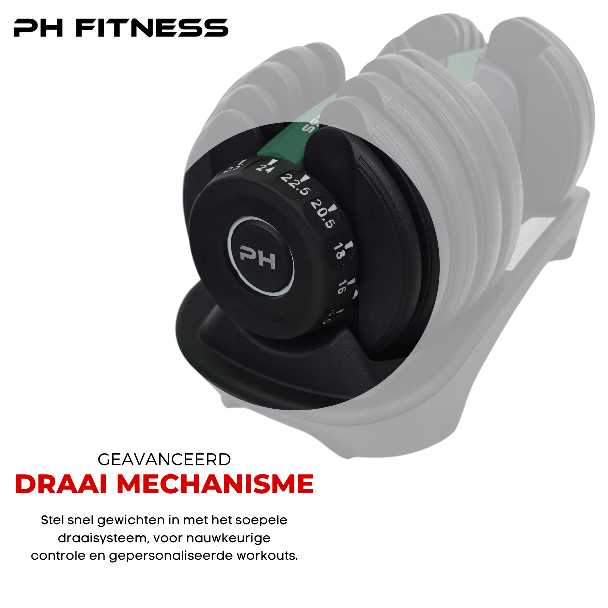 Verstelbare Dumbbells Set 24KG - Groen - PH Fitness