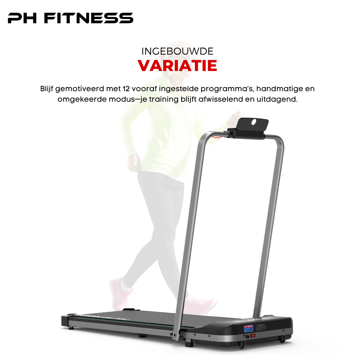 WP - 400 Opvouwbare Loopband – 1.5HP, 8km/u, Bluetooth App, 130kg Draagvermogen, 12 Programma’s - PH Fitness